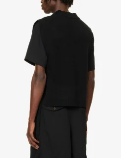 Waist-straps V-neck Wool-knit Vest -Falkeis Store R04185212 BLACK ALT03