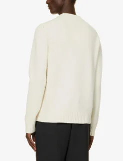 Prada Brand-embroidered Relaxed-fit Wool And Cashmere-blend Jumper -Falkeis Store R04185534 BIANCO ALT03