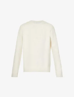 Prada Brand-embroidered Relaxed-fit Wool And Cashmere-blend Jumper