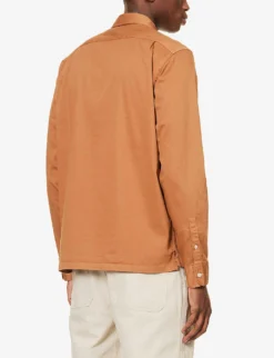 Long-sleeved Chest-pocket Stretch-cotton Shirt -Falkeis Store R04186729 BROWNS ALT03