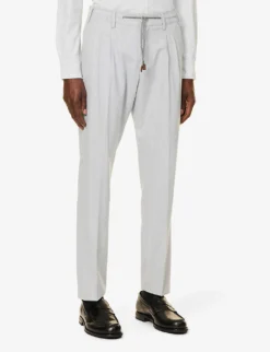 ELEVENTY Striped Drawstring-waistband Regular-fit Wool Suit -Falkeis Store R04187217 LIGHTBLUE ALT06