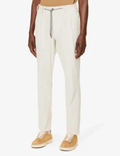 ELEVENTY Notched-lapel Drawstring-waistband Regular-fit Cotton-blend Suit -Falkeis Store R04187220 WHITE ALT06