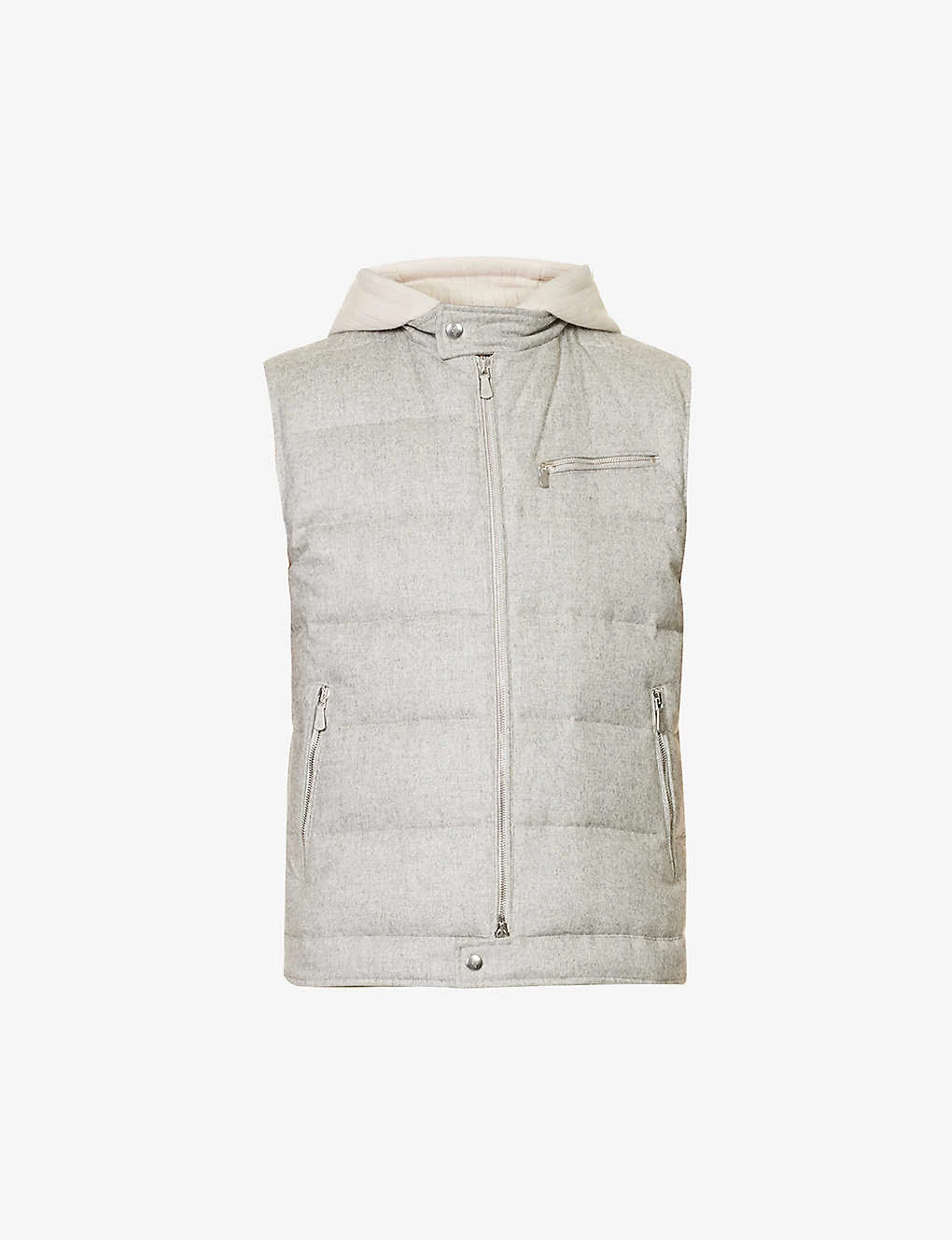 ELEVENTY Funnel-neck Silk And Cashmere-blend Gilet 1 ELEVENTY Funnel-neck Silk And Cashmere-blend Gilet