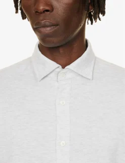 ELEVENTY Spread-collar Curved-hem Cotton Shirt -Falkeis Store R04187302 GREY ALT04