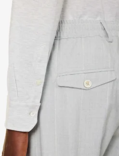 ELEVENTY Spread-collar Curved-hem Cotton Shirt -Falkeis Store R04187302 GREY ALT05