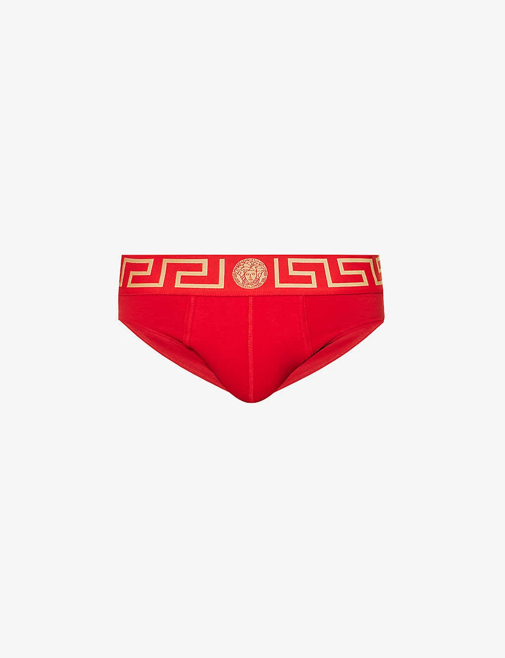 Versace Logo-waistband Low-rise Stretch-cotton Briefs 1 Versace Logo-waistband Low-rise Stretch-cotton Briefs