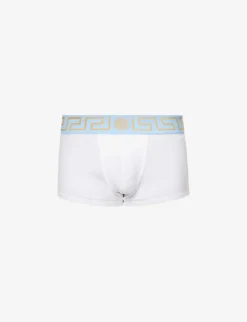 Versace Logo-waistband Low-rise Stretch-cotton Trunks