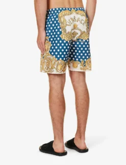 Versace Graphic-print Slip-pocket Regular-fit Swim Shorts 7 Versace Graphic-print Slip-pocket Regular-fit Swim Shorts -Falkeis Store R04188863 LIGHTBLUEIVORY ALT03