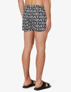 Versace Brand-typography Slip-pocket Regular-fit Swim Shorts -Falkeis Store R04188866 GOLDPRINT ALT03