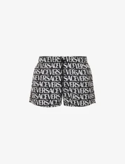 Versace Brand-typography Slip-pocket Regular-fit Swim Shorts