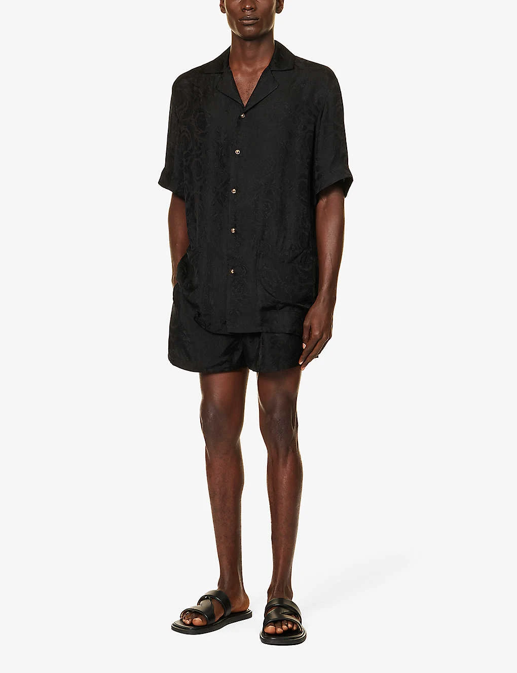 Versace Greca Barocco-print Satin Pyjama Shorts 2 Versace Greca Barocco-print Satin Pyjama Shorts - Image 2