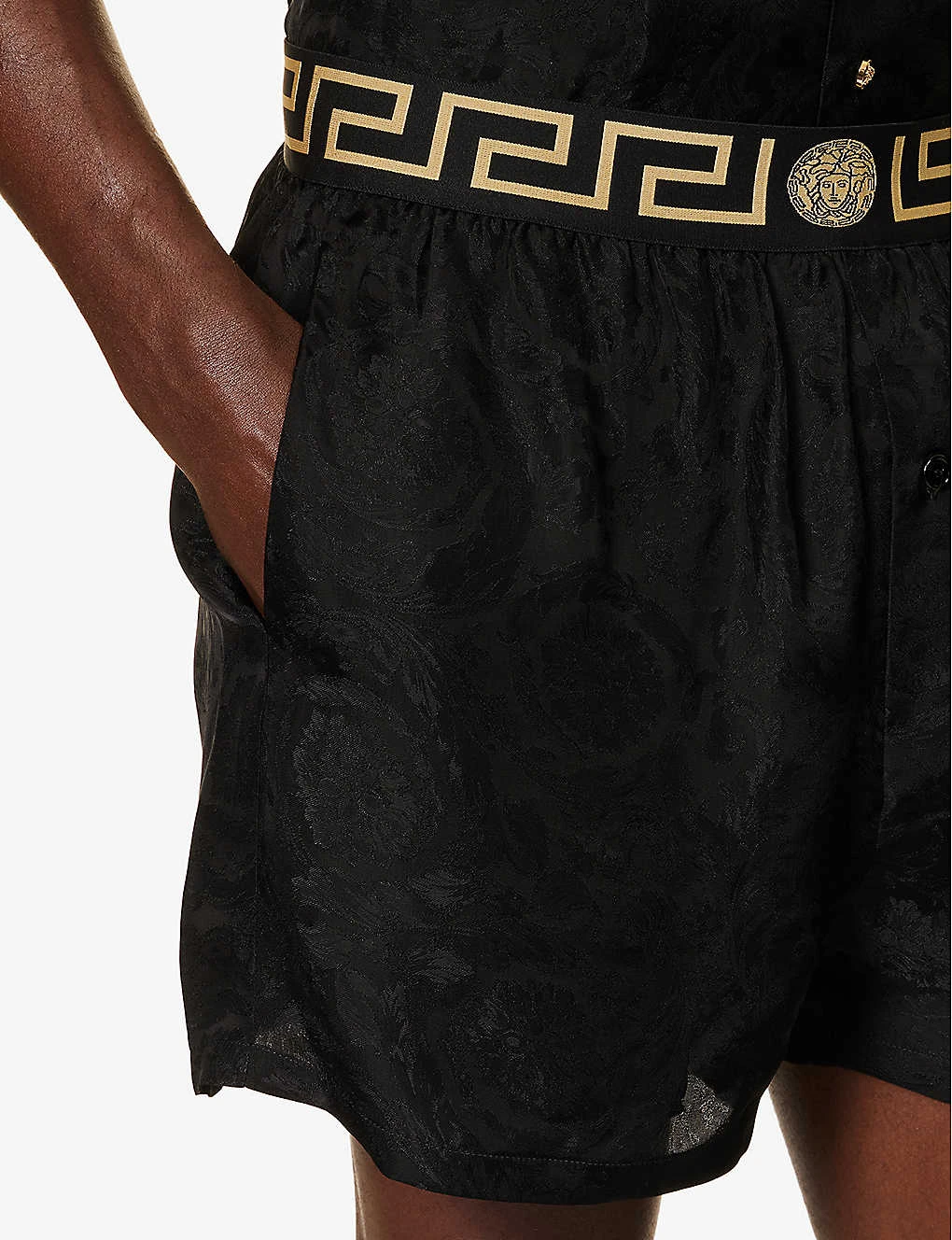 Versace Greca Barocco-print Satin Pyjama Shorts 5 Versace Greca Barocco-print Satin Pyjama Shorts - Image 5