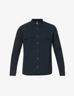 Lens-pocket Button-down Cotton-poplin Shirt