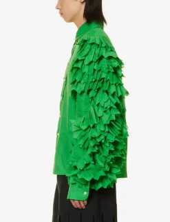 Icarus Winged-sleeve Regular-fit Cotton-poplin Shirt -Falkeis Store R04190820 FERNGREEN ALT02