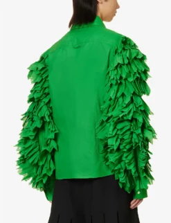 Icarus Winged-sleeve Regular-fit Cotton-poplin Shirt -Falkeis Store R04190820 FERNGREEN ALT03