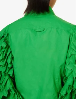 Icarus Winged-sleeve Regular-fit Cotton-poplin Shirt -Falkeis Store R04190820 FERNGREEN ALT04