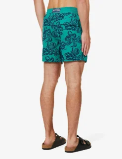 Vilebrequin Graphic-pattern Slip-pocket Recycled-polyamide Swim Shorts -Falkeis Store R04193704 EMERAUDE ALT03