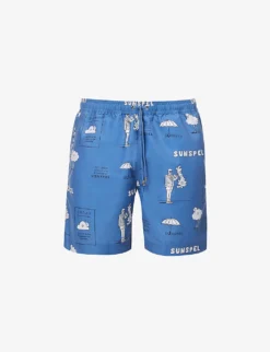 Sunspel Forecast Logo-pattern Recycled-polyester Swim Shorts