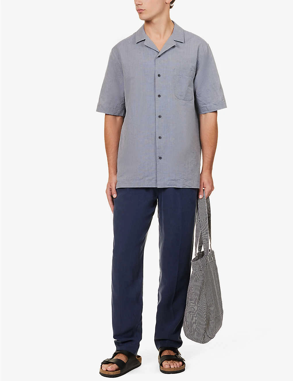 Sunspel Camp-collar Short-sleeved Cotton-blend Shirt 2 Sunspel Camp-collar Short-sleeved Cotton-blend Shirt - Image 2