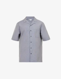 Sunspel Camp-collar Short-sleeved Cotton-blend Shirt