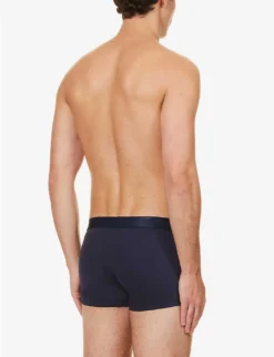 Sunspel Pack Of Two Elasticated-waistband Mid-rise Stretch-cotton Trunks -Falkeis Store R04194522 NAVY ALT02