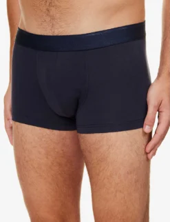 Sunspel Pack Of Two Elasticated-waistband Mid-rise Stretch-cotton Trunks -Falkeis Store R04194522 NAVY ALT03