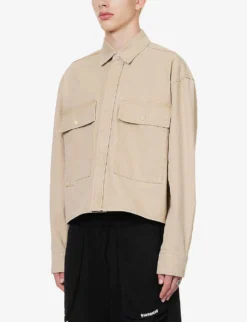 Brand-print Boxy-fit Cotton-canvas Shirt 7 Brand-print Boxy-fit Cotton-canvas Shirt -Falkeis Store R04194914 BEIGE ALT02