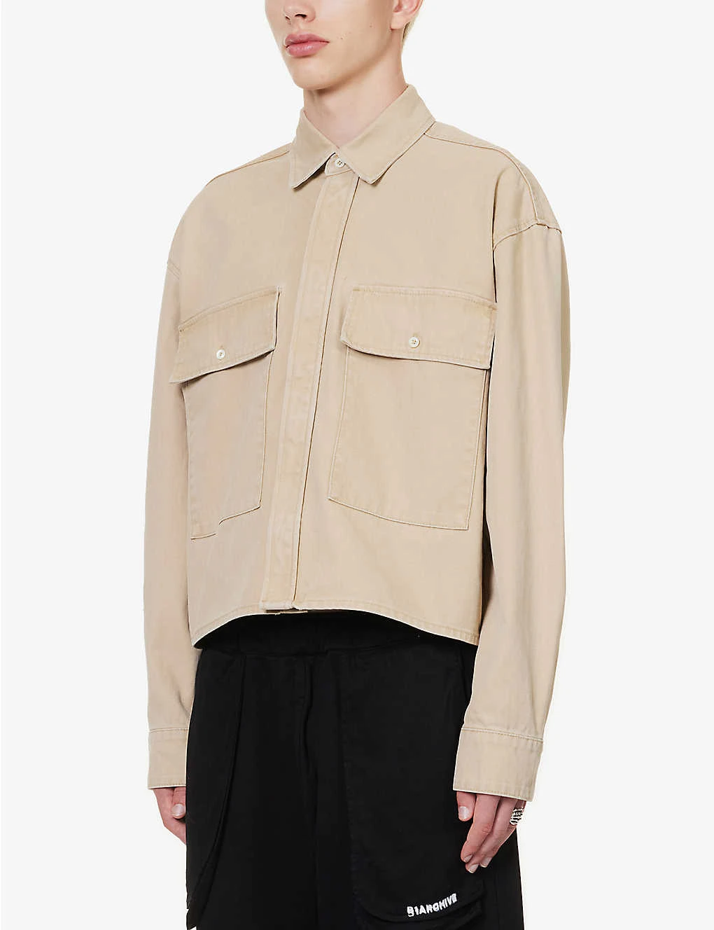 Brand-print Boxy-fit Cotton-canvas Shirt 3 Brand-print Boxy-fit Cotton-canvas Shirt - Image 3