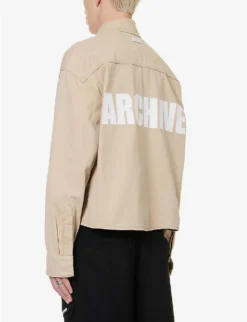 Brand-print Boxy-fit Cotton-canvas Shirt 8 Brand-print Boxy-fit Cotton-canvas Shirt -Falkeis Store R04194914 BEIGE ALT03