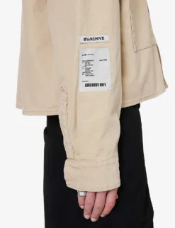 Brand-print Boxy-fit Cotton-canvas Shirt 9 Brand-print Boxy-fit Cotton-canvas Shirt -Falkeis Store R04194914 BEIGE ALT04