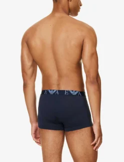 Emporio Armani Pack Of Three Stretch-cotton Trunks -Falkeis Store R04194978 MARINEMARINEMARINE ALT02