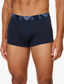Emporio Armani Pack Of Three Stretch-cotton Trunks -Falkeis Store R04194978 MARINEMARINEMARINE ALT03
