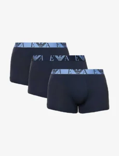Emporio Armani Pack Of Three Stretch-cotton Trunks