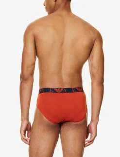 Emporio Armani Pack Of Three Stretch-cotton Briefs -Falkeis Store R04194979 RUGGINLIMEINCHIOST ALT02