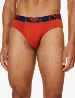 Emporio Armani Pack Of Three Stretch-cotton Briefs -Falkeis Store R04194979 RUGGINLIMEINCHIOST ALT03