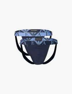 Emporio Armani Branded Pack Of Two Stretch-cotton Jockstrap