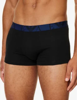 Emporio Armani Branded Pack Of Three Stretch-cotton Trunks -Falkeis Store R04194983 NERONERONERO ALT03