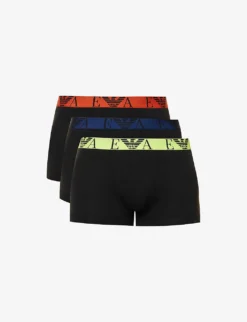 Emporio Armani Branded Pack Of Three Stretch-cotton Trunks