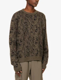 Represent Abstract-pattern Crewneck Cotton And Cashmere Sweatshirt -Falkeis Store R04195321 CAMO ALT02