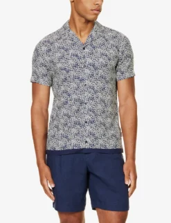 ORLEBAR BROWN Travis Floral-print Woven Shirt -Falkeis Store R04195412 MIDNIGHTNAVY ALT02