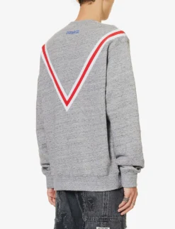 DSQUARED2 Brand-embroidered Relaxed-fit Cotton-jersey Sweatshirt -Falkeis Store R04196728 GREYMELANGE ALT03