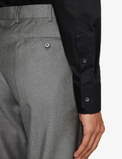 Emporio Armani Spread-collar Regular-fit Stretch-cotton Shirt 10 Emporio Armani Spread-collar Regular-fit Stretch-cotton Shirt -Falkeis Store R04196989 NERO ALT04