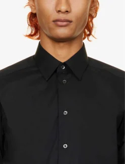 Emporio Armani Spread-collar Regular-fit Stretch-cotton Shirt 11 Emporio Armani Spread-collar Regular-fit Stretch-cotton Shirt -Falkeis Store R04196989 NERO ALT05