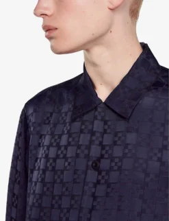 Sandro Jacquard-weave Regular-fit Satin Shirt -Falkeis Store R04197478 BLEUS ALT04