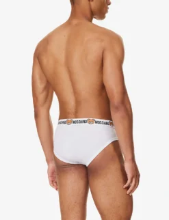 MOSCHINO Pack Of Two Logo-waistband Stretch-cotton Briefs 6 MOSCHINO Pack Of Two Logo-waistband Stretch-cotton Briefs -Falkeis Store R04199666 WHITE1 ALT02