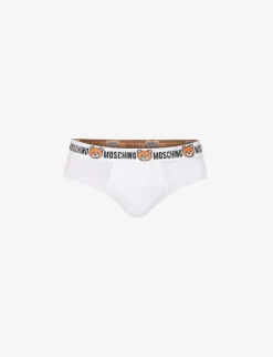 MOSCHINO Pack Of Two Logo-waistband Stretch-cotton Briefs