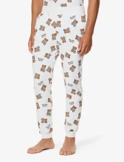 MOSCHINO Toy Bear Graphic-print Stretch-cotton Pyjama Bottoms -Falkeis Store R04199698 FANTASYPRINTWHITE1 ALT02