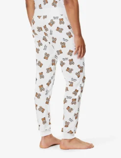 MOSCHINO Toy Bear Graphic-print Stretch-cotton Pyjama Bottoms -Falkeis Store R04199698 FANTASYPRINTWHITE1 ALT03
