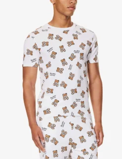 MOSCHINO Graphic-print Regular-fit Stretch-cotton T-shirt -Falkeis Store R04199699 FANTASYPRINTWHITE1 ALT02