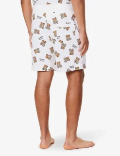MOSCHINO Graphic-print Regular-fit Stretch-cotton Shorts -Falkeis Store R04199701 FANTASYPRINTWHITE1 ALT03